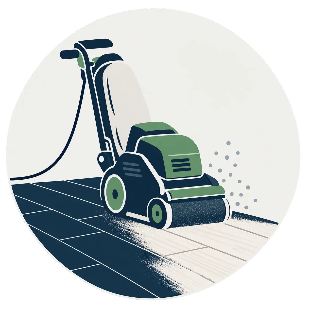 Houten vloer schuren met een schuurmachine